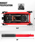 Top view of Low Profile Hydraulic Trolley Floor Jack 1.5 Ton Capacity 3000 Lbs Lift Range 5.5 To 15.35 Inches Red Car Service Workhorse Tool