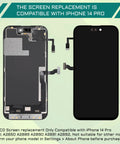 iPhone 14 Pro Screen Replacement Kit With Proximity Sensor Earspeaker Flex Cable 6.1 Inch 3D Touch LCD Display Digitizer Full Assembly