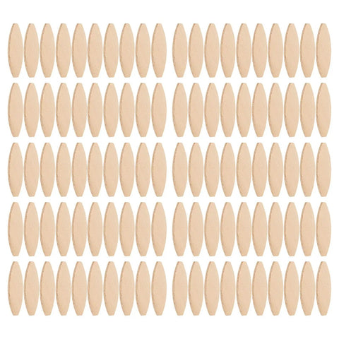 100 Piece Beech Wood Joining Biscuits Set With 0 10 And 20 Sizes For Pro Grade Tight Joints DIY Woodworking Cabinet Making And Quick Docking Of Boards For Projects displayed in neat rows