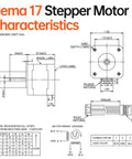 Technical diagram showing Nema 17 Stepper Motor 2 Phase 1.8 Degree Bipolar 0.47Nm Torque dimensions and specifications.