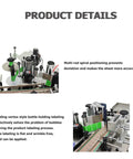 Automatic Label Applicator With Integrated Code Printer For Round Bottles High Speed Chain Conveyor And Receiving Tray Rock Solid 110V Motor features multi-rod positioning for accurate labeling.