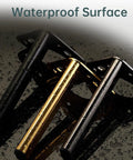 Water droplets on black, gold, and silver furniture legs with pre-drilled holes for easy DIY replacement in modern home decor.
