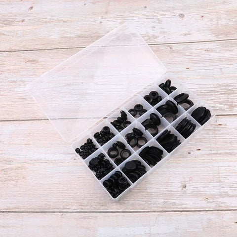 125 Piece Heat Resistant Rubber Gasket Kit With Grommets And Seal Rings For Faucets And Hoses Electrical Appliances And Bearings In Pollution Free Silicone Rubber Set In A Durable Plastic Box, open organizer
