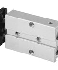 Double Rod Air Cylinder For Industrial Automation, TN10x25, 10mm Bore, 25mm Stroke, Double Acting Pneumatic Actuator With Magnetic Piston, 0.4 Degree Non Rotation Precision For CNC, Robotics And Pick And Place, Heavy Duty Reliability. silver aluminum body with black end cap