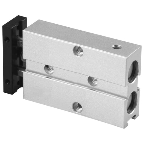 Double Rod Air Cylinder For Industrial Automation, TN10x25, 10mm Bore, 25mm Stroke, Double Acting Pneumatic Actuator With Magnetic Piston, 0.4 Degree Non Rotation Precision For CNC, Robotics And Pick And Place, Heavy Duty Reliability. silver aluminum body with black end cap