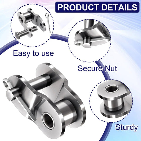 4 PCS #60 Roller Chain Offset Half Links For Motorbike Dirt Bike ATV, carbon steel parts, easy connection, sturdy design.