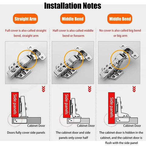 Installation guide for Concealed Stainless Steel Cabinet Hinges With Quiet Soft Close So No More Slams And Smooth Slow Closing