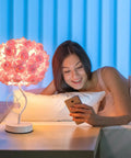 Red Rose Flower Desk Lamp With Lampshade For Nightstand Adds Cute Modern Vibe To Any Bedroom Minimalist Yet Cozy Decor Gift