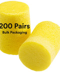 Foam Ear Plugs Bulk Pack 200 Pairs NRR 29 Decibels For Drilling Grinding Machining Sawing Welding Comfortable Fit