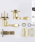 Door Lever Passage In Polished Brass With No Fuss Easy Install And Reversible Design, Fits Doors 1 3/8 To 1 3/4 Inches Thick