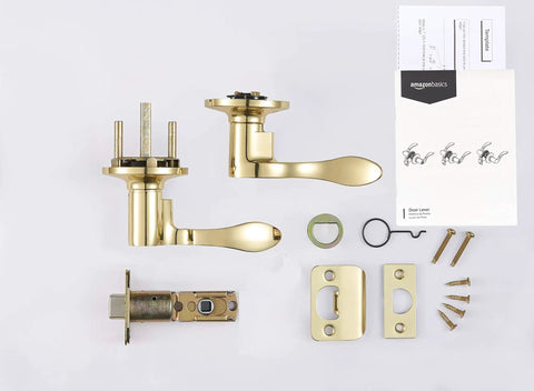 Door Lever Passage In Polished Brass With No Fuss Easy Install And Reversible Design, Fits Doors 1 3/8 To 1 3/4 Inches Thick