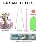 Diamond Painting Hanging Pendant Kit For Adults, DIY Acrylic Rhinestone Sun Catcher with giraffe pendant, chain, pen, and tray