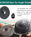 Spiral Bevel Gear Kit For Angle Grinder Replacement Part NA186338, includes ring gear and pinion, shown in hand for scale