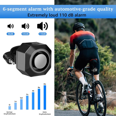 Bike Alarm With Remote And USB Rechargeable Power For Your Ride Vibration Motion Sensor Trigger Ultra Loud 110dB Anti Theft Alarm For Bicycle Motorcycle Electric Scooter IP65 Waterproof And Easy Mount Kit on bike