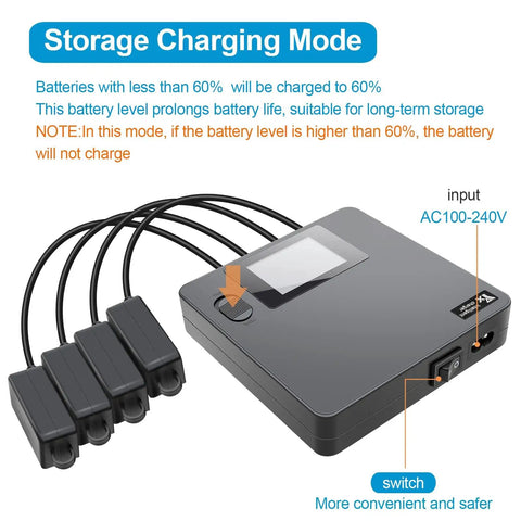 LCD Display 6 In 1 Battery Charger For DJI Mini 5 Pro, Mini 4 Pro, Mini 3 Pro, And Mini 3 Charge Four Batteries And Two USB Devices Simultaneously