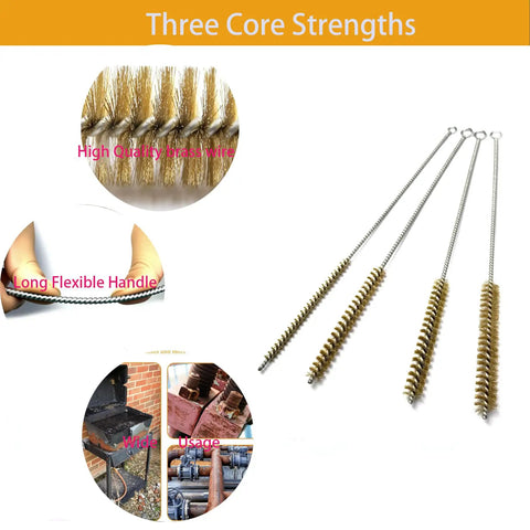 Brass Wire Tube Brush Set 6mm Diameter Flexible Cleaner For Narrow Tubes Cylinders And Pipes Removes Welding Slag And Rust Handy Pipe Cleaner