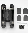 Heavy-Duty Self Soft-Closing Hidden Door Hinge For Commercial And Residential Doors Concealed Metal Hardware, matte black with screws