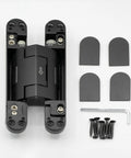 Heavy Duty Self Closing Hidden Door Hinges Holds 120 Lbs Rock Solid Concealed Hardware with mounting screws and accessories