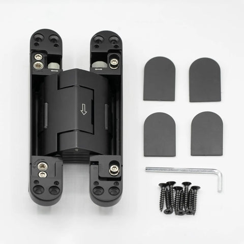 Heavy Duty Self Closing Hidden Door Hinges Holds 120 Lbs Rock Solid Concealed Hardware with mounting screws and accessories