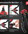 Instructions for nut gun from 3 In 1 Do It All Rivet Nut Tool Kit For Quick Fixes, Hand Rivet Gun Plus Nut Tool And Reamer