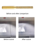 Golden Brazed Metal Router Bit For Marble Stone Grinders in a before-and-after comparison of marble surface trimming.