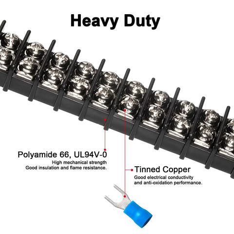 Beefed Up Heavy Duty Terminal Block Kit 2 Pack 10 Positions 200V To 450V 20 To 30A Dual Row Screw Terminals and copper connector