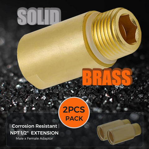 Two Pack Brass Pipe Extender Adapter With Rubber O Ring Half Inch NPT Male To Half Inch NPT Female Pipe Fitting