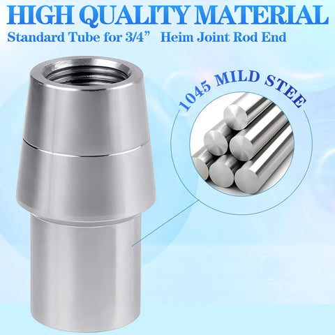 Three Quarters Inch 16 Thread Weld In Bung Tube Adapter Kit For Left Hand And Right Hand Heim Joint Universal Weld In Tubing Heavy Duty Fabrication Accessory For Off Road Truck And DIY Suspension Linkage, 1045 steel bung