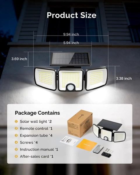 Rock Solid 2 Pack Solar Flood Lights For Outdoor Security Featuring Smart Motion Sensor And Wireless Remote Control Delivering Top Shelf Super Bright Illumination For Heavy Duty Backyard Coverage And All Night Reliability