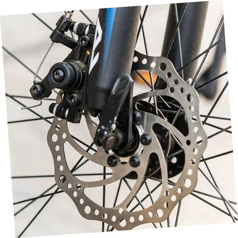 Mechanical Bike Disc Brake Kit Front And Rear Upgrade With 160mm Rotors, Forged Aluminum Calipers, close-up of front brake assembly.