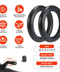 Two Pack 12.5x2.25 Inch Inner Tubes With Angled Valve For Electric Scooters Mini Bikes and Mobility Scooters size specifications