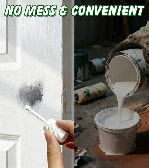 Hella Smooth White Wood Touch Up Paint Pen With An Ultra Fine Precision Brush for quick touch-up on a white door.