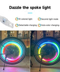 Rechargeable LED Bike Wheel Lights 2 Pack With Motion Sensor Waterproof Spoke Lights cycling at night with colorful glow