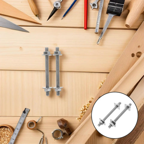 Two Pack Extended Length M8x100mm 304 Stainless Steel Threaded Rods Kit With Nuts And Washers For Drywall Construction And Wall Anchors