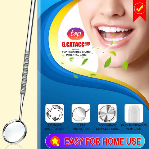 Durable Stainless Steel Dental Mirror For At Home Teeth Cleaning And Mouth Inspection With Storage Box Curved Head Reaches Hidden Spots