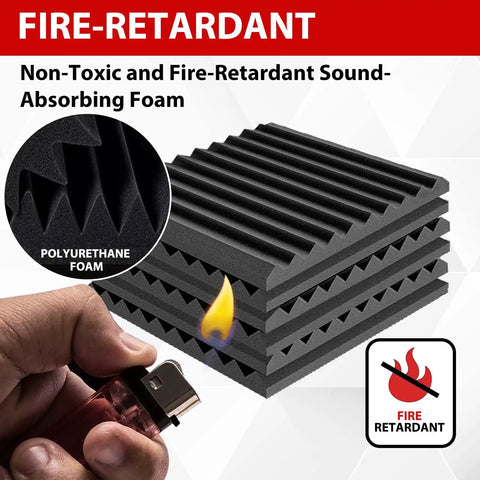 High Density Acoustic Foam Soundproofing Wedges For Walls And Studio Banish Noise Like A Pro With Fire Resistant Design Black foam with flame test.