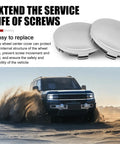 Pack Of Four Universal Car Wheel Center Hub Covers Snap On Silver Rim Caps showing two silver hub covers for vehicle wheel protection.