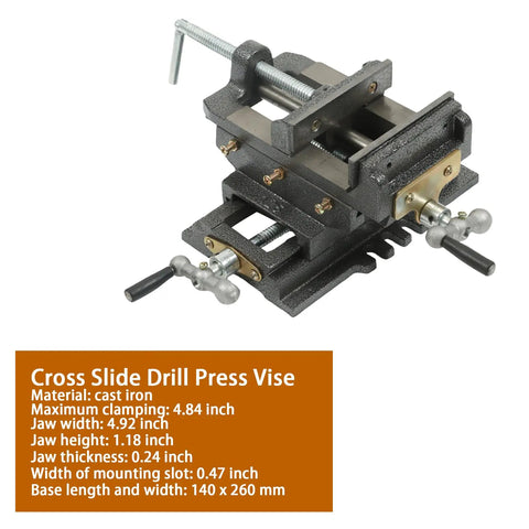 Built Like An Absolute Tank Cross Slide Drill Press Vise With Smooth Dual Axis Compound Movement Crafted From Solid Cast Iron for precise clamping.