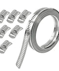 Do It Yourself Adjustable Stainless Steel Hose Clamp Kit With 9.8 Ft Worm Gear Band And 6 Heavy Duty Fasteners For Duct Pipe And Automotive Use Perfect For Custom Fits In Any Weather