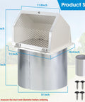 10 Inch Hooded Wall Vent With Screen And Damper For Outdoor Exhaust, shown with dimensions and included screws.