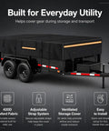 Heavy Duty Trailer Cover For Equipment And Flatbed Trailers 420D Oxford Water Resistant Tarp With Reflective Strips Gray