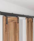 10ft Box Rail Sliding Barn Door Hardware Kit For Wall Mount Double Doors Built To Last Heavy Duty Black Exterior Box Track System