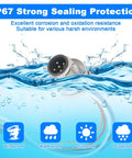 Image of 2 Pack M12 A Coded 5 Pin Male Aviation Panel Mount Connector Cable IP67 in water, showcasing waterproof sealing capabilities.