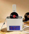 Pro 40KHz Ultrasonic Cleaner With Heater And Timer, 1.72 Gallon Stainless Steel Tank cleaning a vinyl record in water.