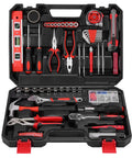 All In One 38 Piece Home Tool Kit With Portable Box The Starter Set For Dorm Life Office Fixes And Auto Repairs Durable Chrome Plated Hand Tools For DIY Projects And Car Maintenance displayed open