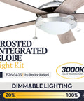52 Inch Modern LED Ceiling Fan With Light Pull Chain Dual Mounting Options Chrome Finish Blades Reversible Motor