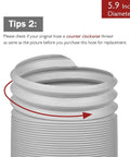 Close-up of Portable Air Conditioner Exhaust Hose 5.9 Inch Outer Diameter showing counterclockwise threads and expandability.