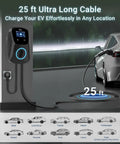 Top Tier Smooth Operator Level 2 Electric Vehicle Charger For Tesla And Most Plug In Cars Slick J1772 Connector with 25 ft cable.