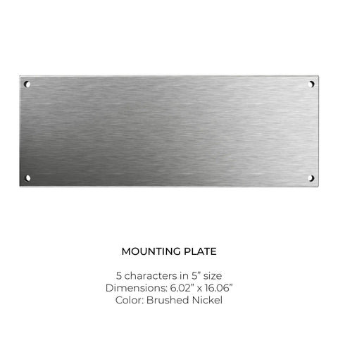 5 Inch Lighted Address Number Mounting Plate In Brushed Nickel, Durable Stainless Steel Back Plate, Outdoor 5-Number Mount