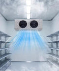 Heavy Duty Industrial Walk In Freezer Cold Room With Energy Efficient Blast Cooling System cooling meat on stainless shelves.